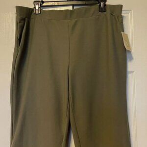 NEW Michael Kors Womens Basics Ankle Stretch Pull On Green Pants Size XL